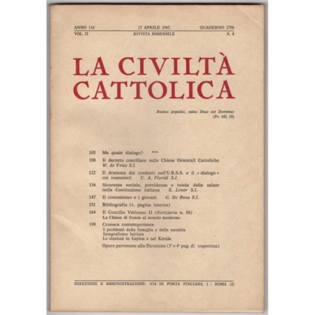 LA CIVILTÀ CATTOLICA-n 8, 17 aprile-1965