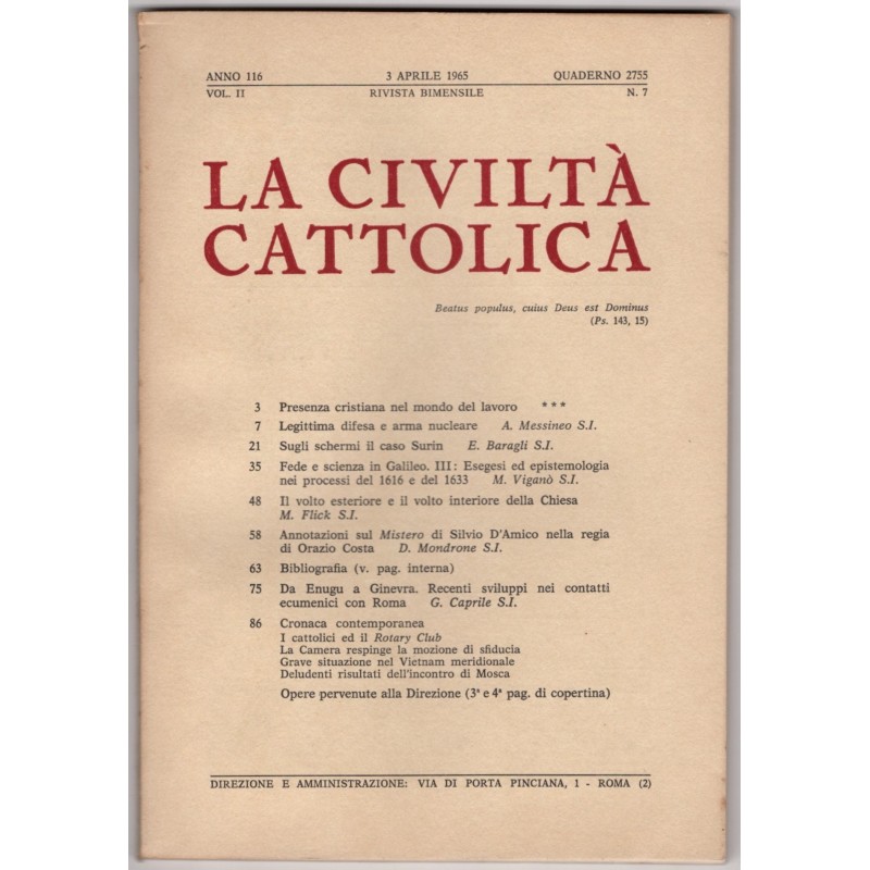 LA CIVILTÀ CATTOLICA-n 7, 3 aprile-1965