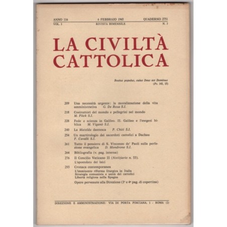LA CIVILTÀ CATTOLICA-n 3, 6 febbraio-1965