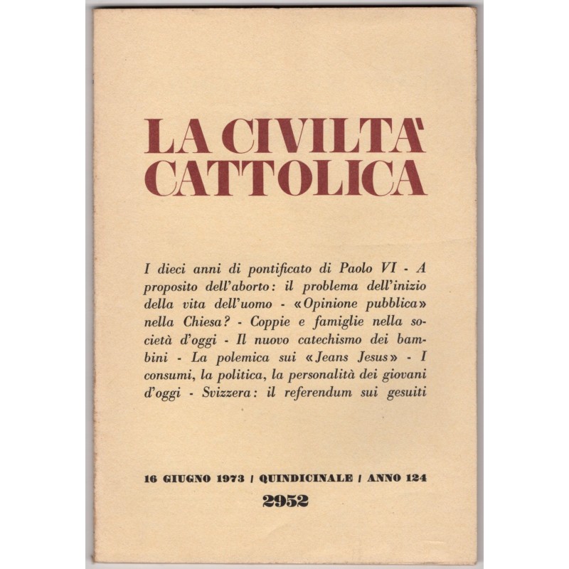 LA CIVILTÀ CATTOLICA-n 12, 16 giugno-1973
