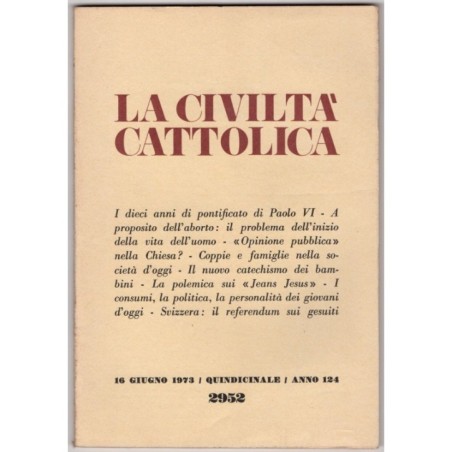 LA CIVILTÀ CATTOLICA-n 12, 16 giugno-1973