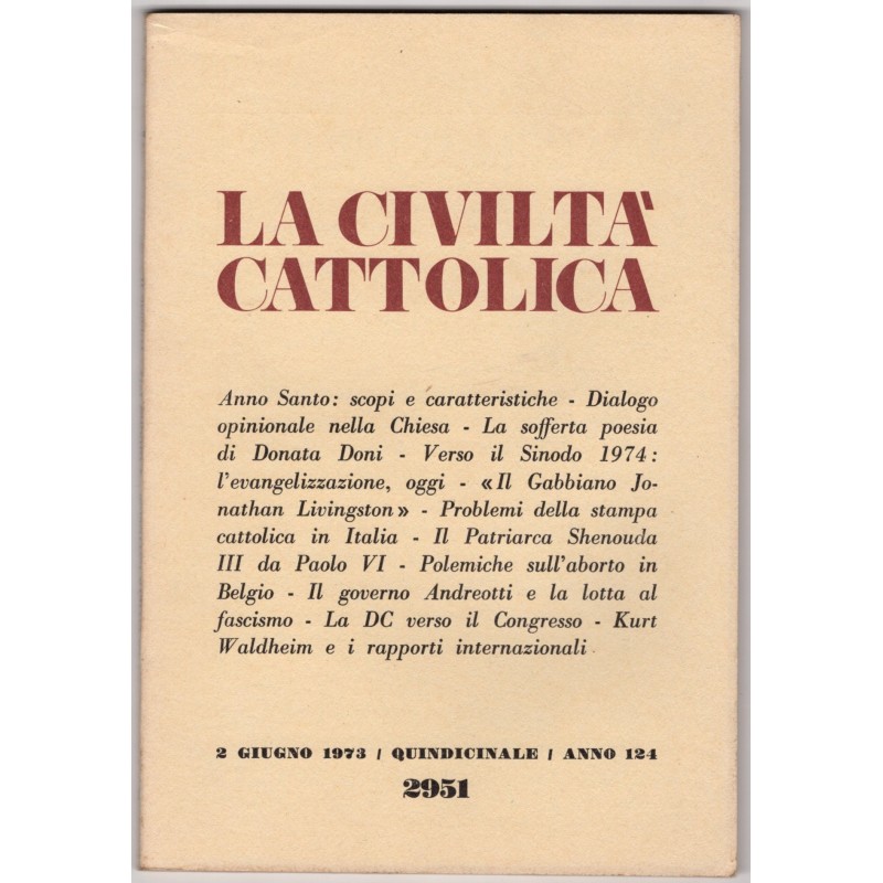 LA CIVILTÀ CATTOLICA-n 11, 2 giugno-1973