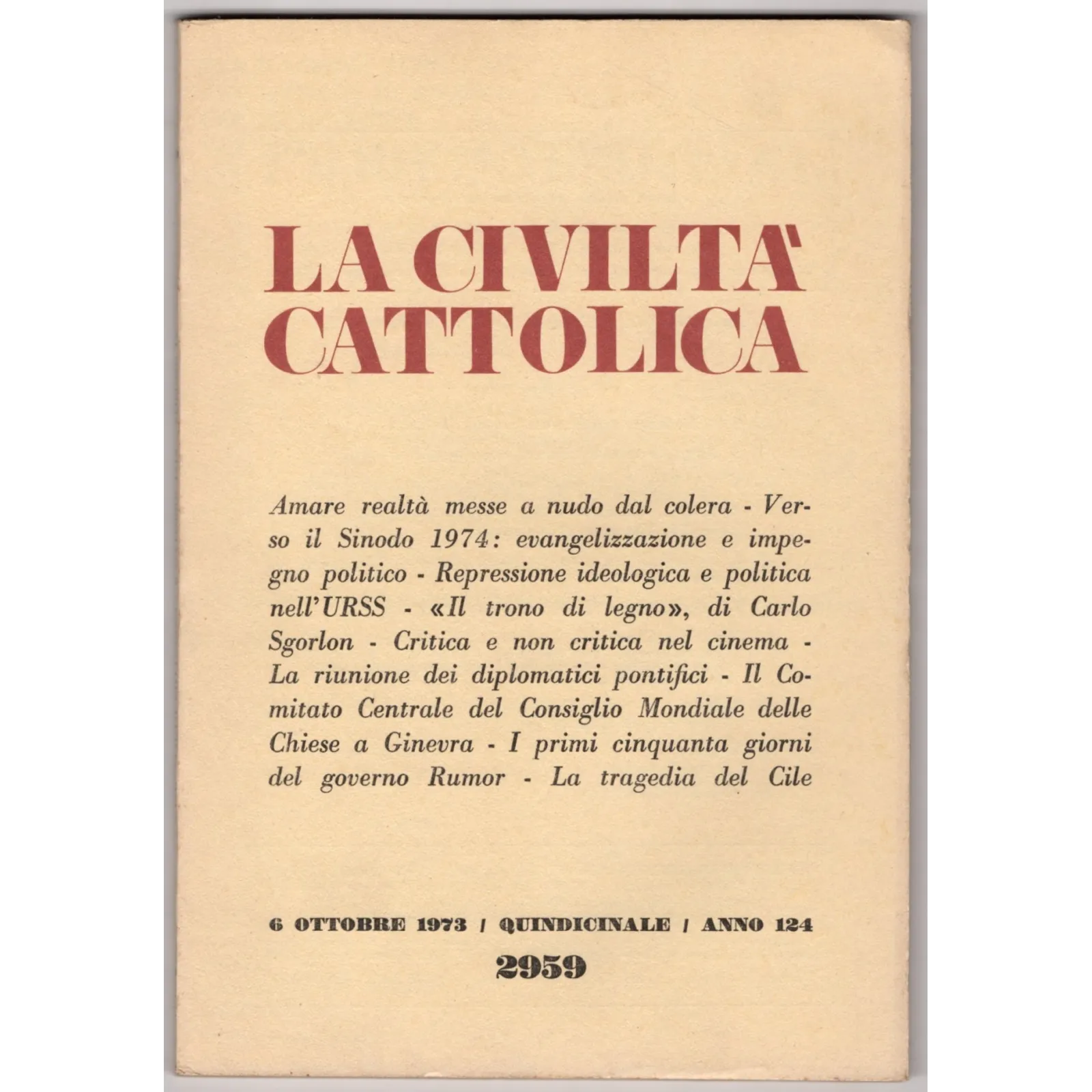 LA CIVILTÀ CATTOLICA-n 19, 6 ottobre-1973