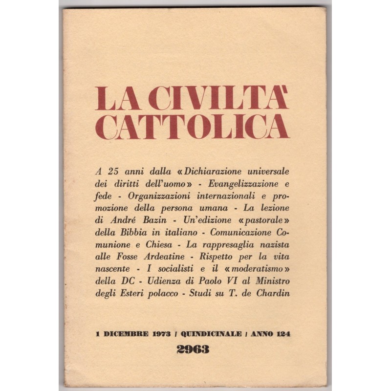 LA CIVILTÀ CATTOLICA-n 23, 1 dicembre-1973