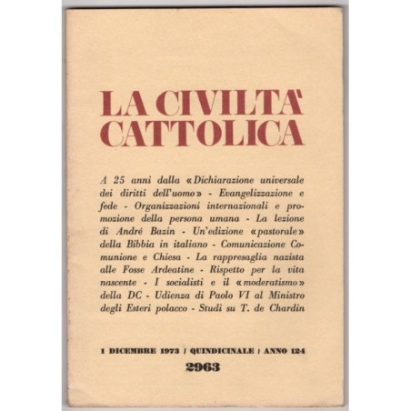 LA CIVILTÀ CATTOLICA-n 23, 1 dicembre-1973