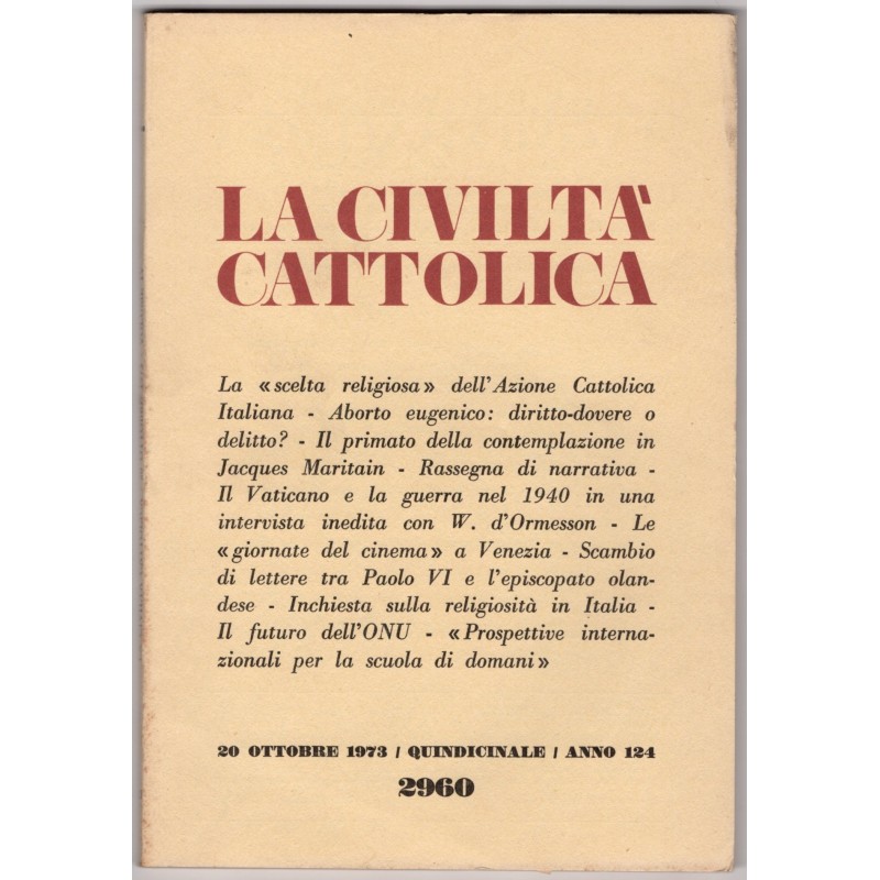LA CIVILTÀ CATTOLICA-n 20, 20 ottobre-1973