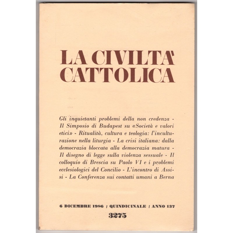 LA CIVILTÀ CATTOLICA-n 23, 6 dicembre-1986