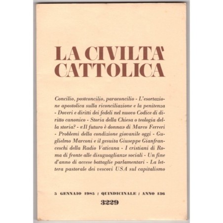 LA CIVILTÀ CATTOLICA-n 1, 5 gennaio-1985