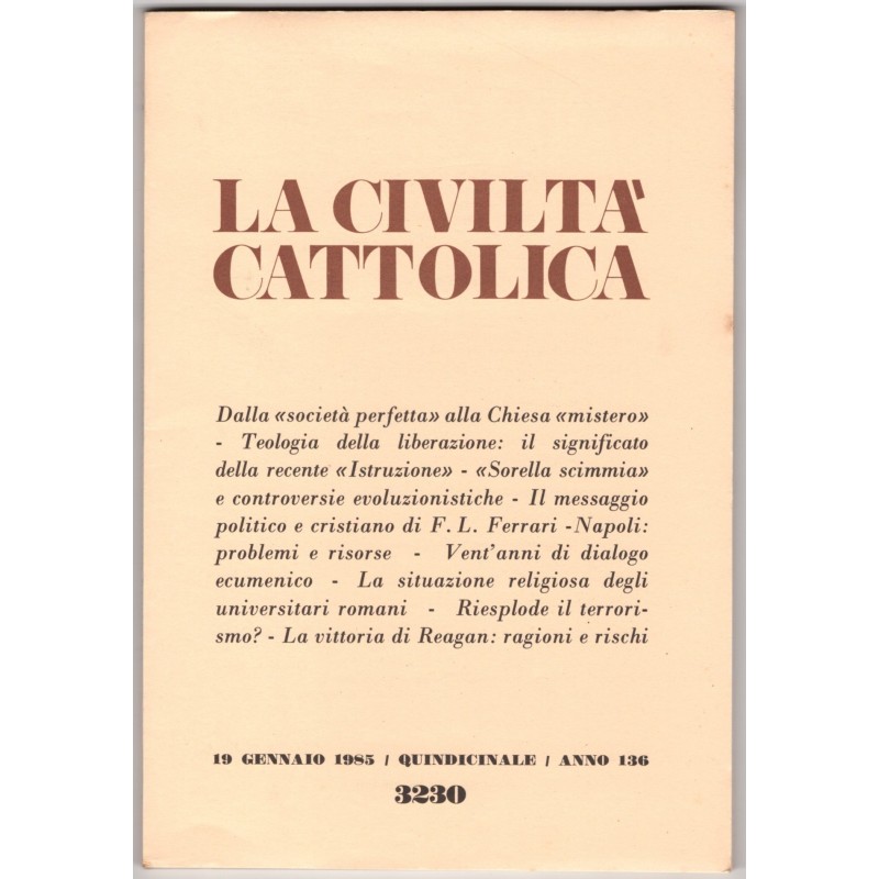 LA CIVILTÀ CATTOLICA-n 2, 19 gennaio-1985
