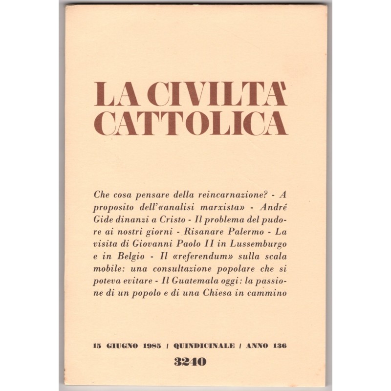 LA CIVILTÀ CATTOLICA-n 12, 15 giugno-1985
