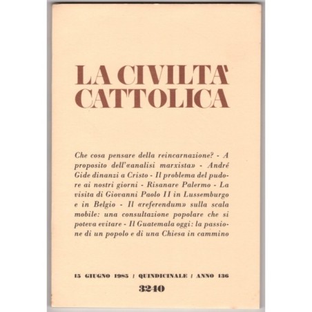 LA CIVILTÀ CATTOLICA-n 12, 15 giugno-1985
