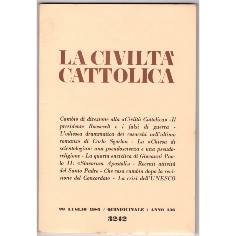LA CIVILTÀ CATTOLICA-n 14, 20 luglio-1985