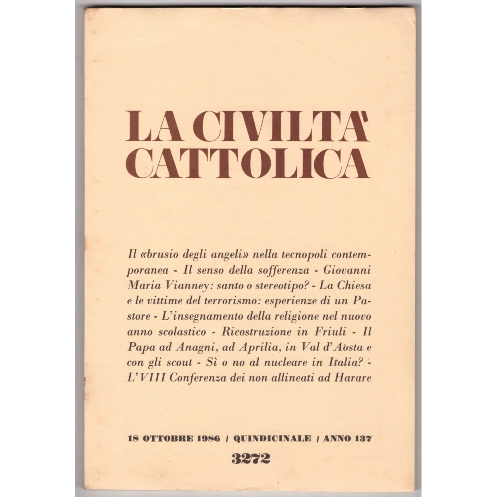 LA CIVILTÀ CATTOLICA-n 20, 18 ottobre-1986