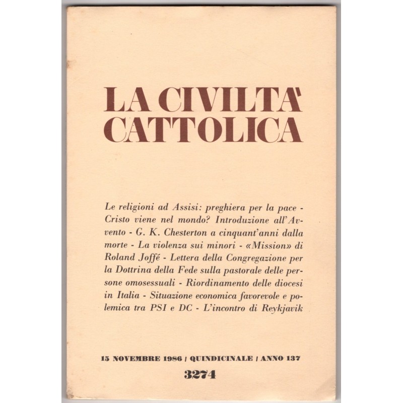 LA CIVILTÀ CATTOLICA-n 22, 15 novembre-1986