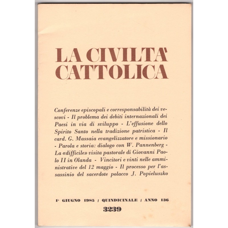 LA CIVILTÀ CATTOLICA-n 11, 1 giugno-1985