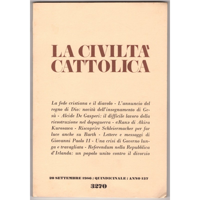 LA CIVILTÀ CATTOLICA-n 18, 20 settembre-1986