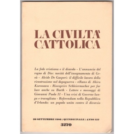 LA CIVILTÀ CATTOLICA-n 18, 20 settembre-1986