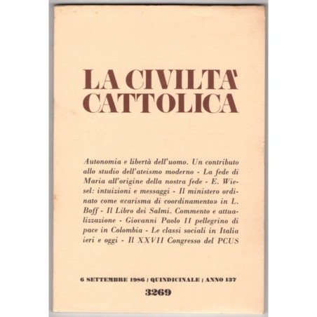 LA CIVILTÀ CATTOLICA-n 17, 6 settembre-1986