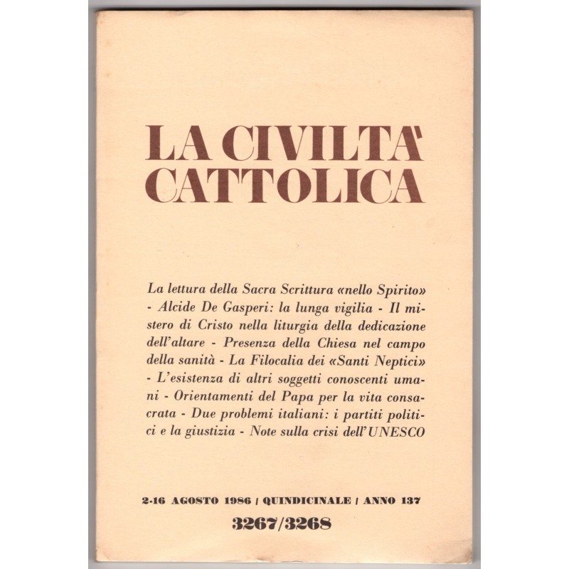 LA CIVILTÀ CATTOLICA-n 15-16, 2-16 agosto-1986