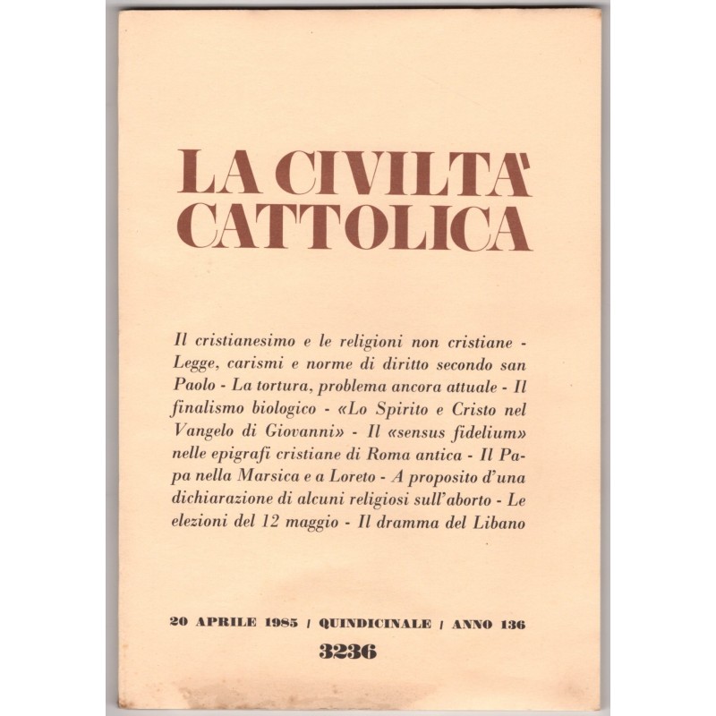 LA CIVILTÀ CATTOLICA-n 8, 20 aprile-1985
