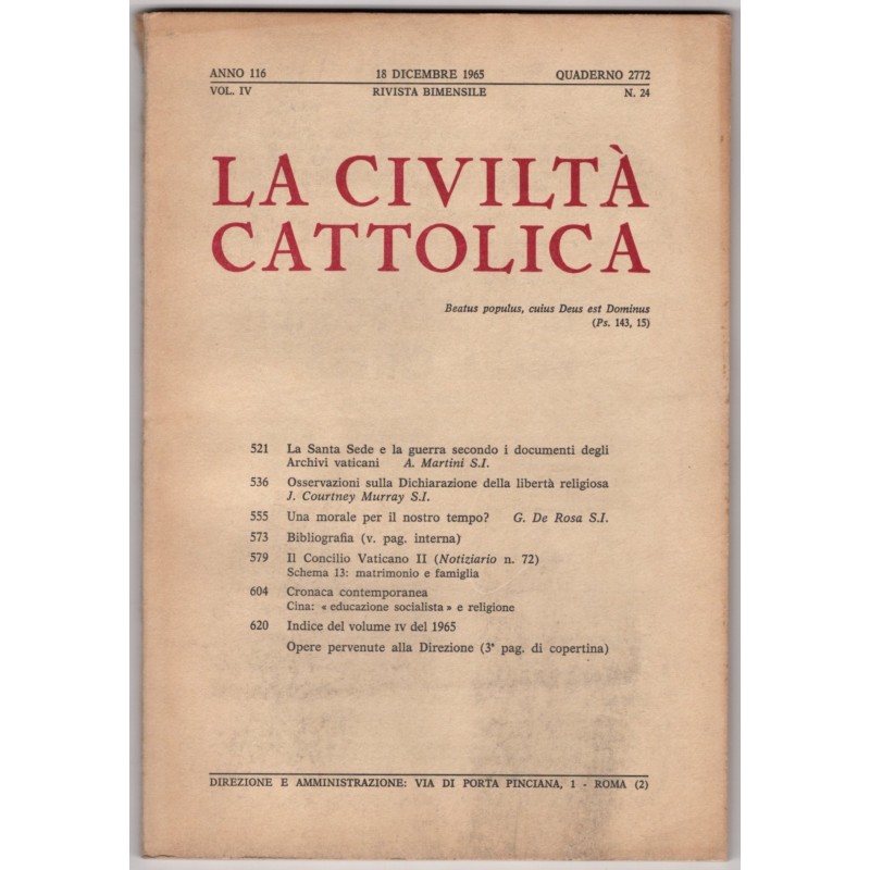 LA CIVILTÀ CATTOLICA-n 24, 18 dicembre-1965