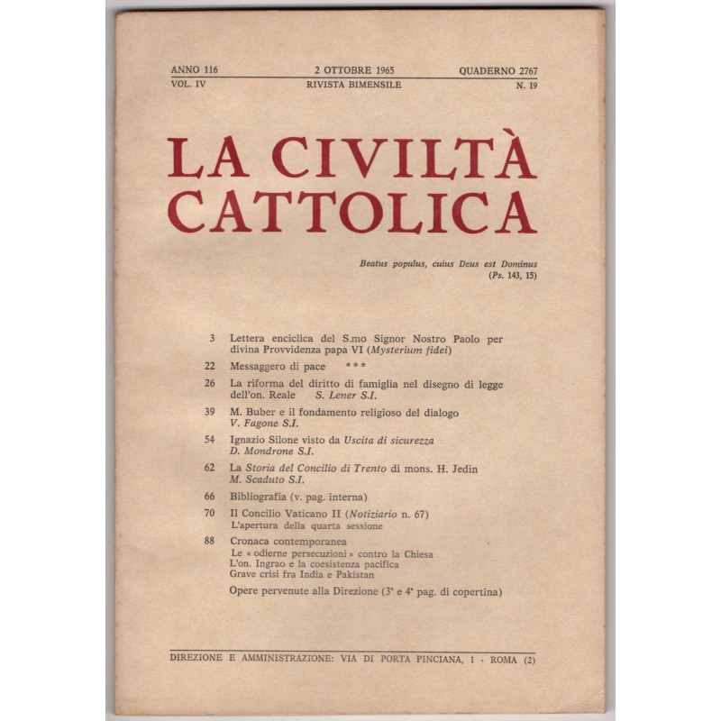 LA CIVILTÀ CATTOLICA-n 19, 2 ottobre-1965