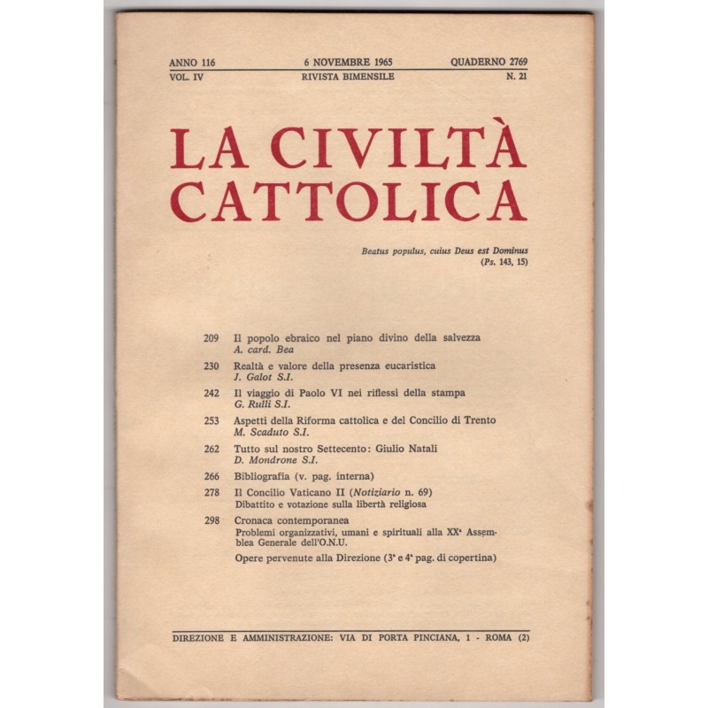 LA CIVILTÀ CATTOLICA-n 21, 6 novembre-1965