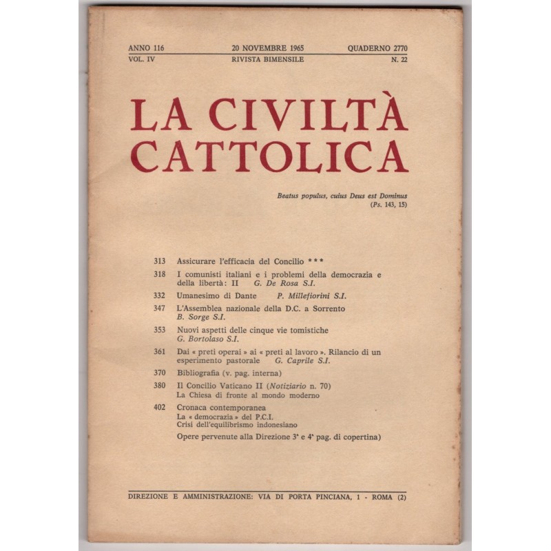 LA CIVILTÀ CATTOLICA-n 22, 20 novembre-1965