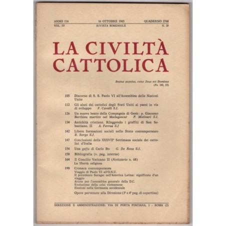 LA CIVILTÀ CATTOLICA-n 20, 16 ottobre-1965