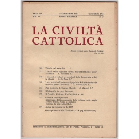 LA CIVILTÀ CATTOLICA-n 18, 18 settembre-1965