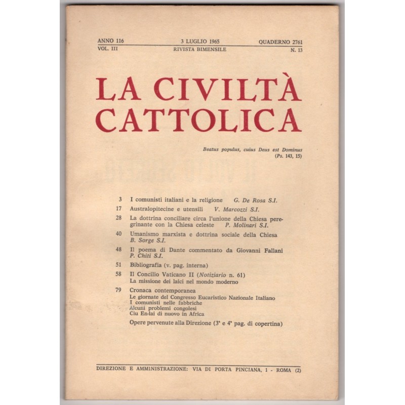 LA CIVILTÀ CATTOLICA-n 13, 3 luglio-1965