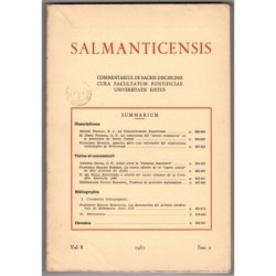 SALMANTICENSIS. COMMENTARIUS DE SACRIS DISCIPLINIS-vol 8, fasc 2-1961