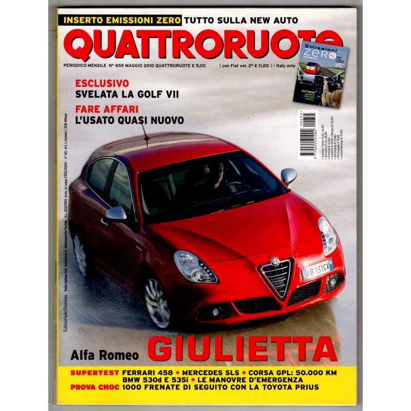 QUATTRORUOTE-n 655, maggio + ristampa Quattroruote n 1, febbraio 1956-2010