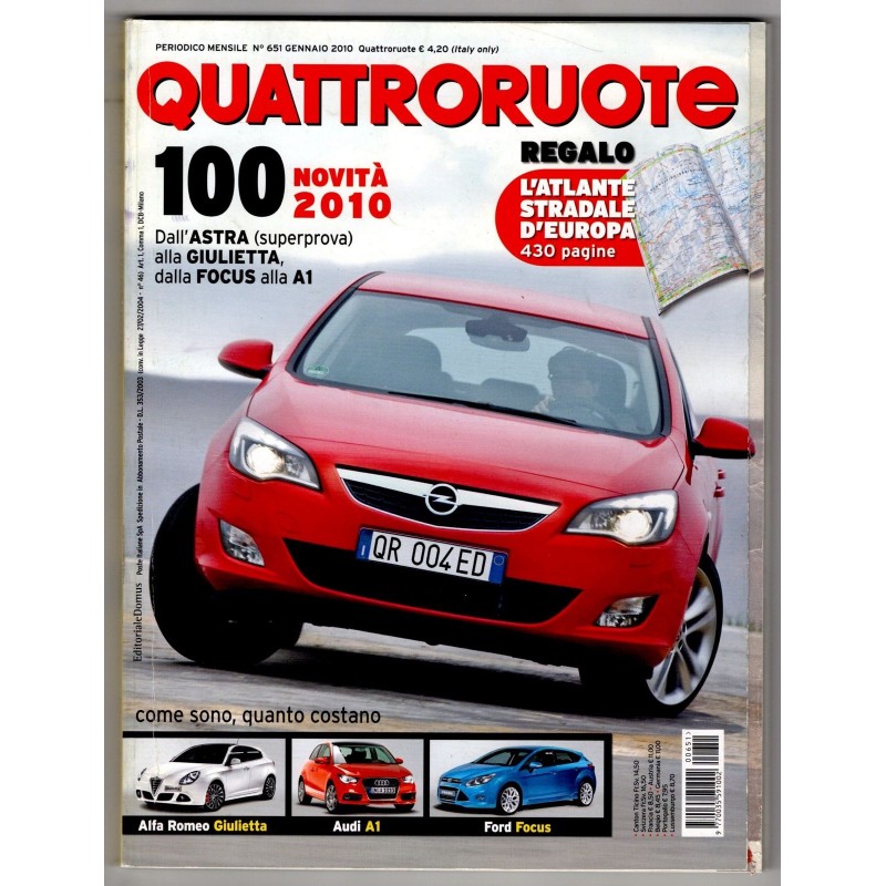 QUATTRORUOTE-n 651, gennaio + atlante stradale Europa-2010