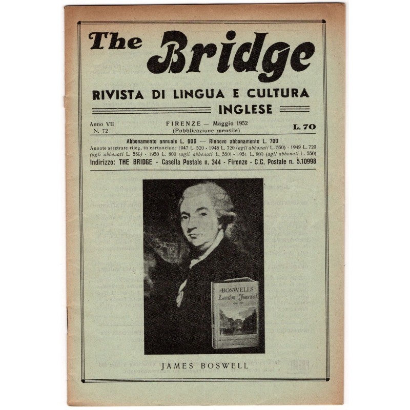 THE BRIDGE. RIVISTA DI LINGUA E CULTURA INGLESE-n 72, maggio-1952