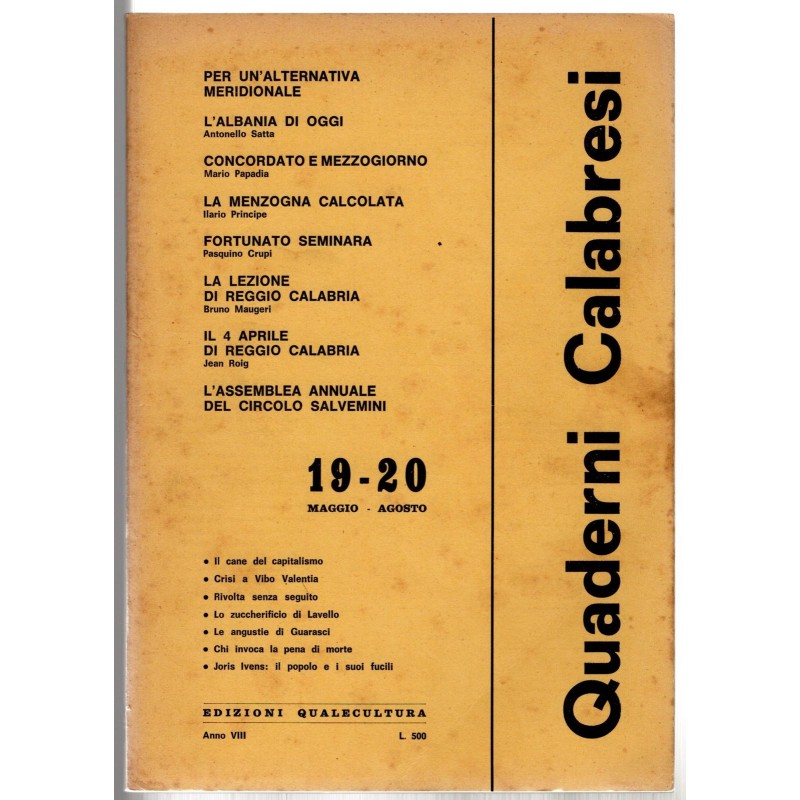 QUADERNI CALABRESI-n 19-20, maggio/agosto-1971
