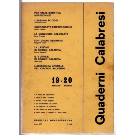 QUADERNI CALABRESI-n 19-20, maggio/agosto-1971