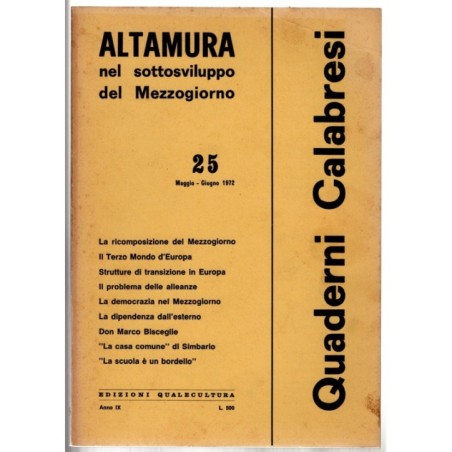 QUADERNI CALABRESI-n 25, maggio/giugno-1972