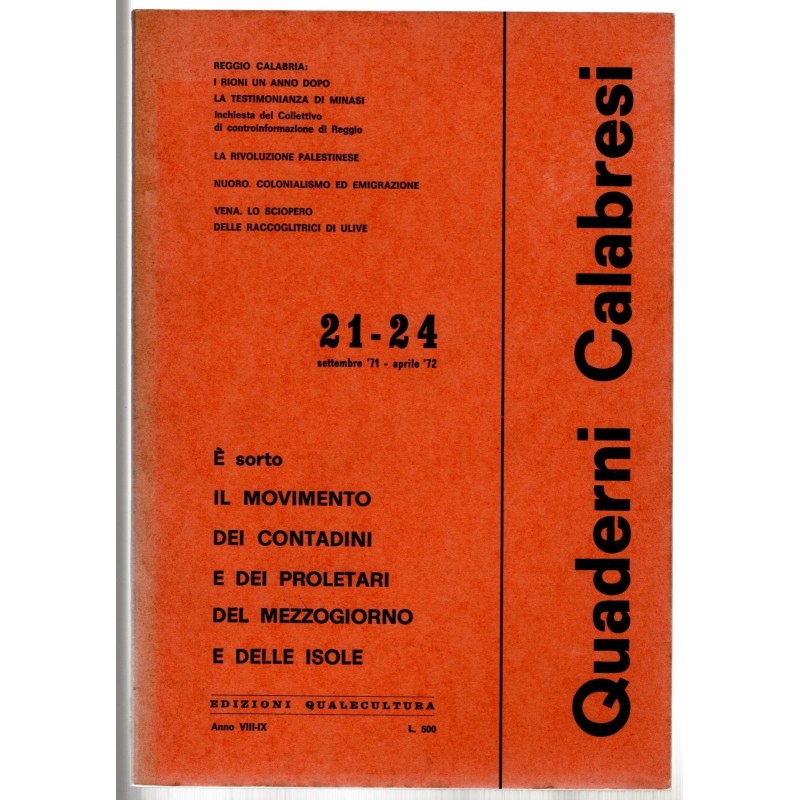 QUADERNI CALABRESI-n 21-24, settembre '71/aprile '72-1972
