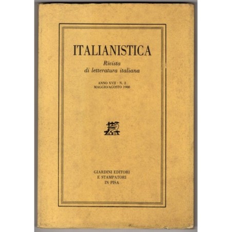 ITALIANISTICA. RIVISTA DI LETTERATURA ITALIANA-n 2, maggio/agosto-1988