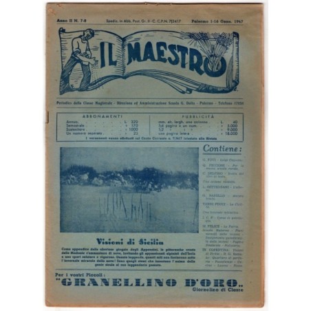IL MAESTRO. PERIODICO DELLA CLASSE MAGISTRALE-n 7-8, 1-16 gennaio-1947