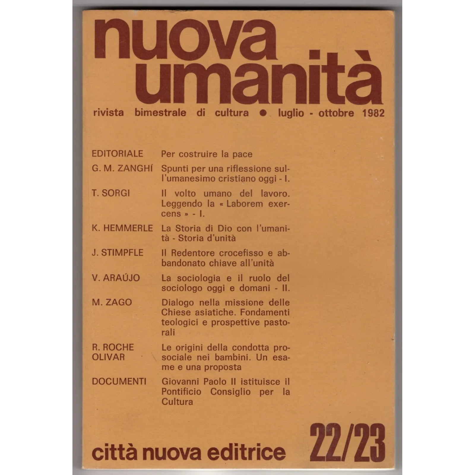 NUOVA UMANITÀ. RIVISTA BIMESTRALE DI CULTURA-n 22-23, luglio/ottobre-1982