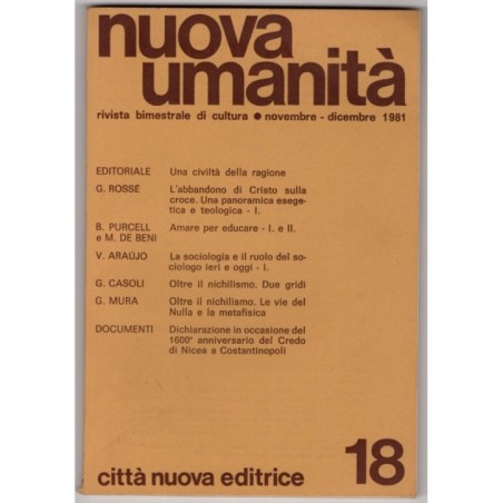 NUOVA UMANITÀ. RIVISTA BIMESTRALE DI CULTURA-n 18, novembre/dicembre-1981