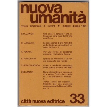 NUOVA UMANITÀ. RIVISTA BIMESTRALE DI CULTURA-n 33, maggio/giugno-1984