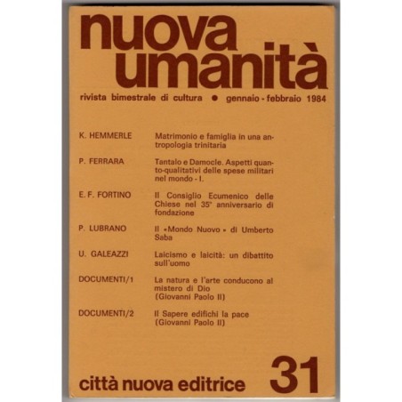 NUOVA UMANITÀ. RIVISTA BIMESTRALE DI CULTURA-n 31, gennaio/febbraio-1984