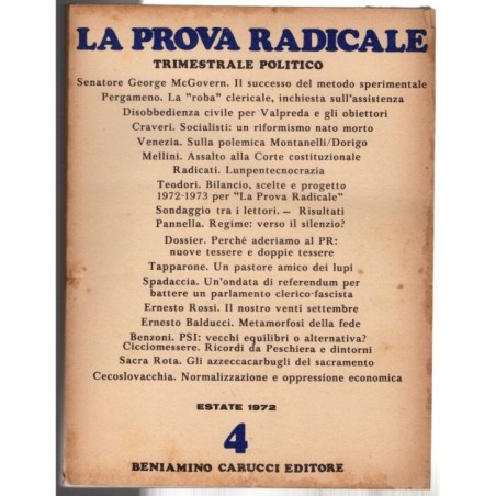LA PROVA RADICALE-n 4, estate-1972