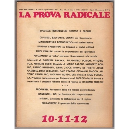 LA PROVA RADICALE-n 10-11-12, agosto/ottobre-1973