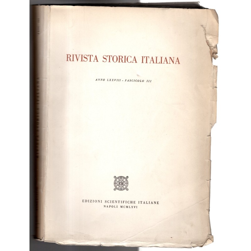 RIVISTA STORICA ITALIANA-fasc III-1966