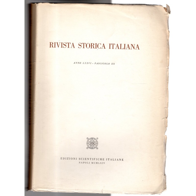 RIVISTA STORICA ITALIANA-fasc III-1964