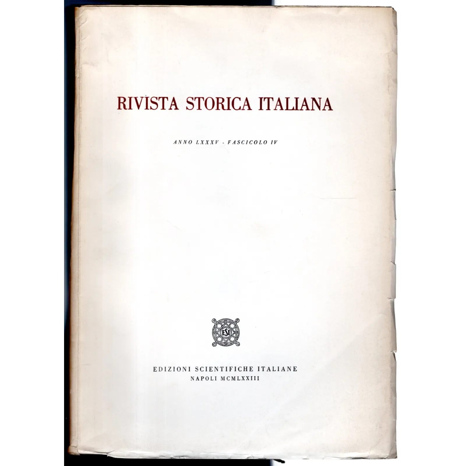 RIVISTA STORICA ITALIANA-fasc IV-1973